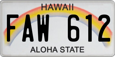 HI license plate FAW612