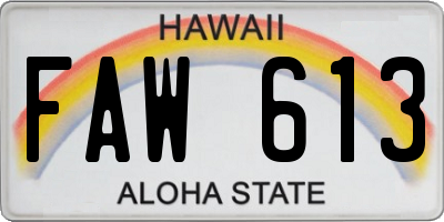 HI license plate FAW613