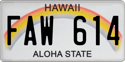 HI license plate FAW614