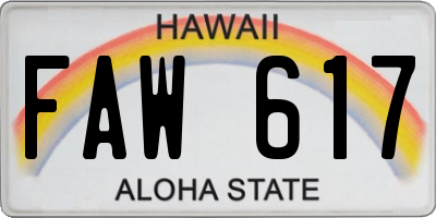 HI license plate FAW617
