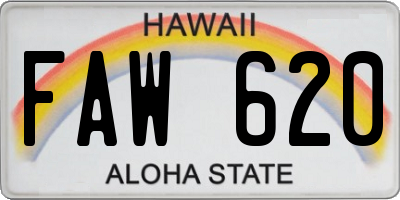 HI license plate FAW620