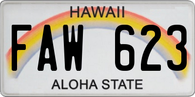 HI license plate FAW623