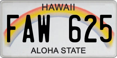 HI license plate FAW625