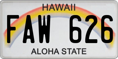 HI license plate FAW626