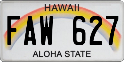 HI license plate FAW627