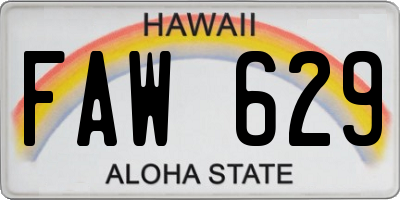 HI license plate FAW629