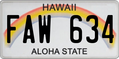 HI license plate FAW634