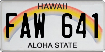 HI license plate FAW641