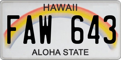 HI license plate FAW643