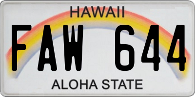 HI license plate FAW644