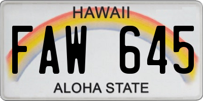 HI license plate FAW645