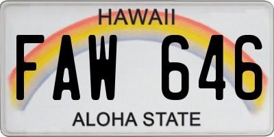 HI license plate FAW646