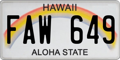 HI license plate FAW649