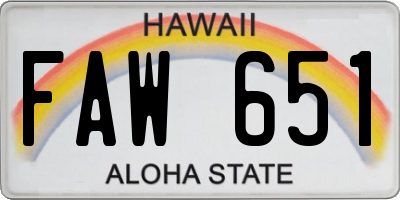 HI license plate FAW651