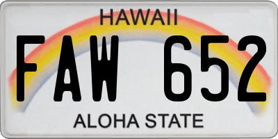 HI license plate FAW652