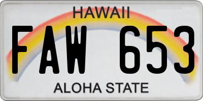 HI license plate FAW653