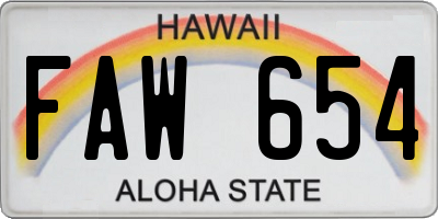 HI license plate FAW654