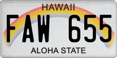 HI license plate FAW655