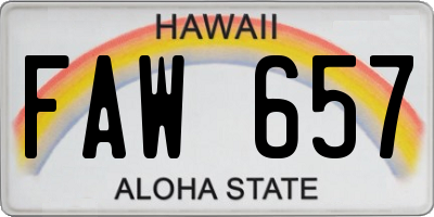 HI license plate FAW657