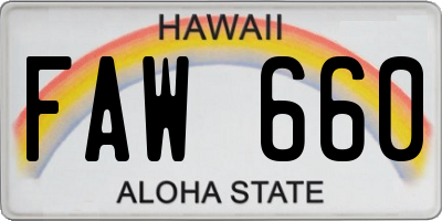 HI license plate FAW660