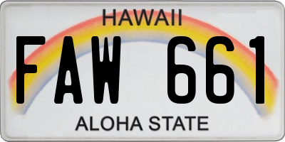 HI license plate FAW661