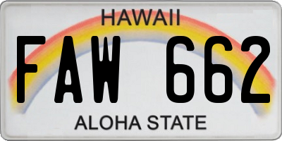 HI license plate FAW662