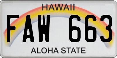 HI license plate FAW663