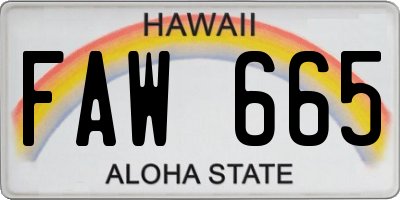 HI license plate FAW665