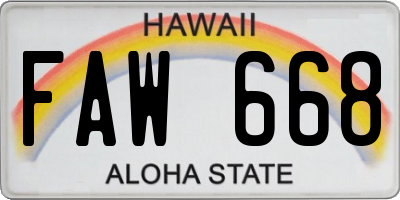 HI license plate FAW668