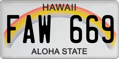 HI license plate FAW669