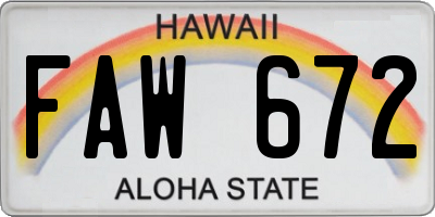 HI license plate FAW672