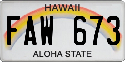 HI license plate FAW673