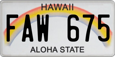 HI license plate FAW675