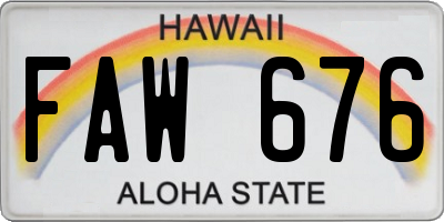 HI license plate FAW676