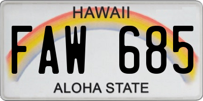 HI license plate FAW685