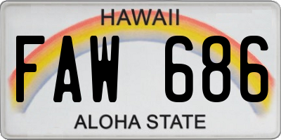 HI license plate FAW686