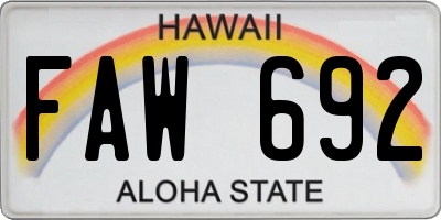 HI license plate FAW692