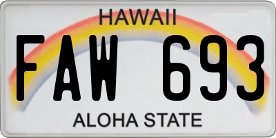 HI license plate FAW693