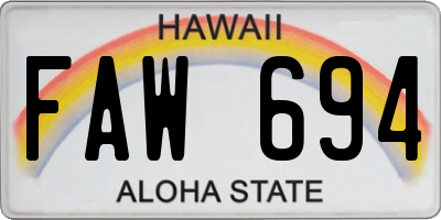 HI license plate FAW694