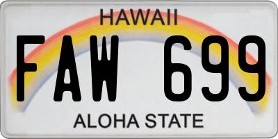 HI license plate FAW699