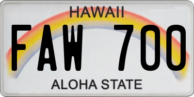 HI license plate FAW700