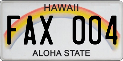 HI license plate FAX004