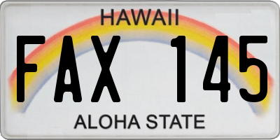 HI license plate FAX145