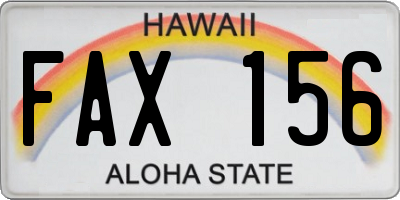 HI license plate FAX156