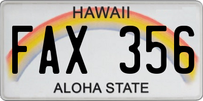 HI license plate FAX356