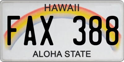 HI license plate FAX388