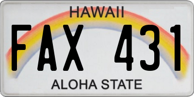HI license plate FAX431