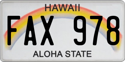 HI license plate FAX978