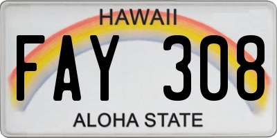 HI license plate FAY308