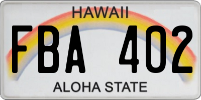 HI license plate FBA402